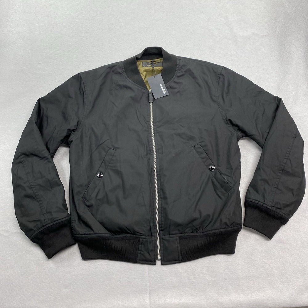 Buck Mason Mens Large Black Storm Stopper Bomber Jacket Aviator Moto